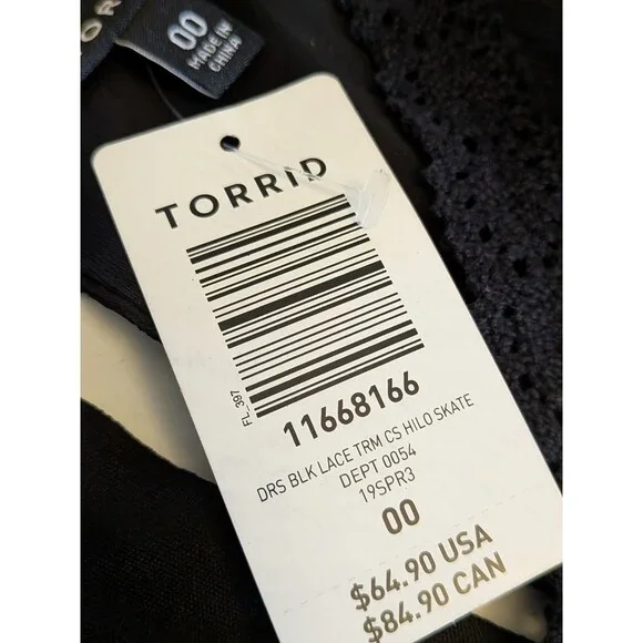 Torrid Black Lace Trim Hilo Skater Dress Size 00 NWT - Picture 3 of 16